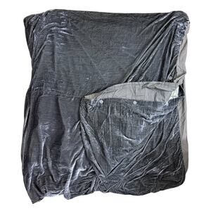West Elm Gray Crushed Velvet Duvet Cover Size Queen EUC Button Closure